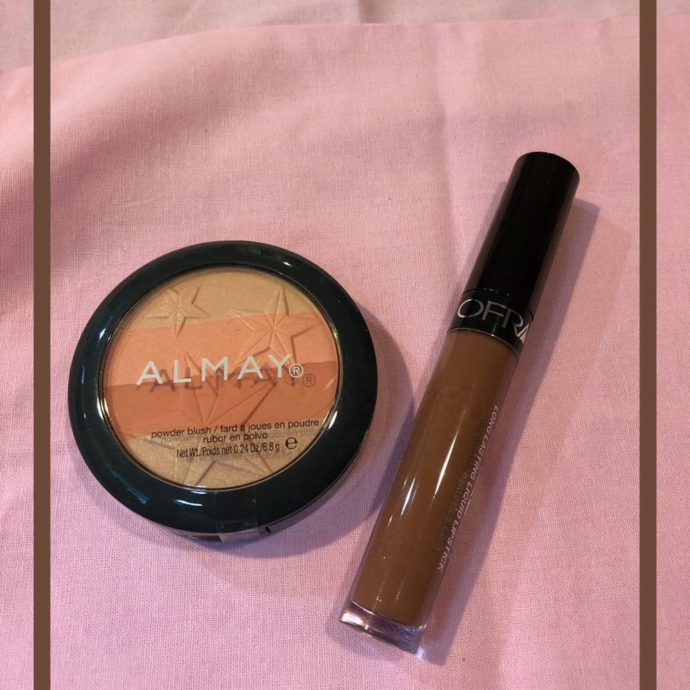Almay powder blush + ofra liquid lipstick